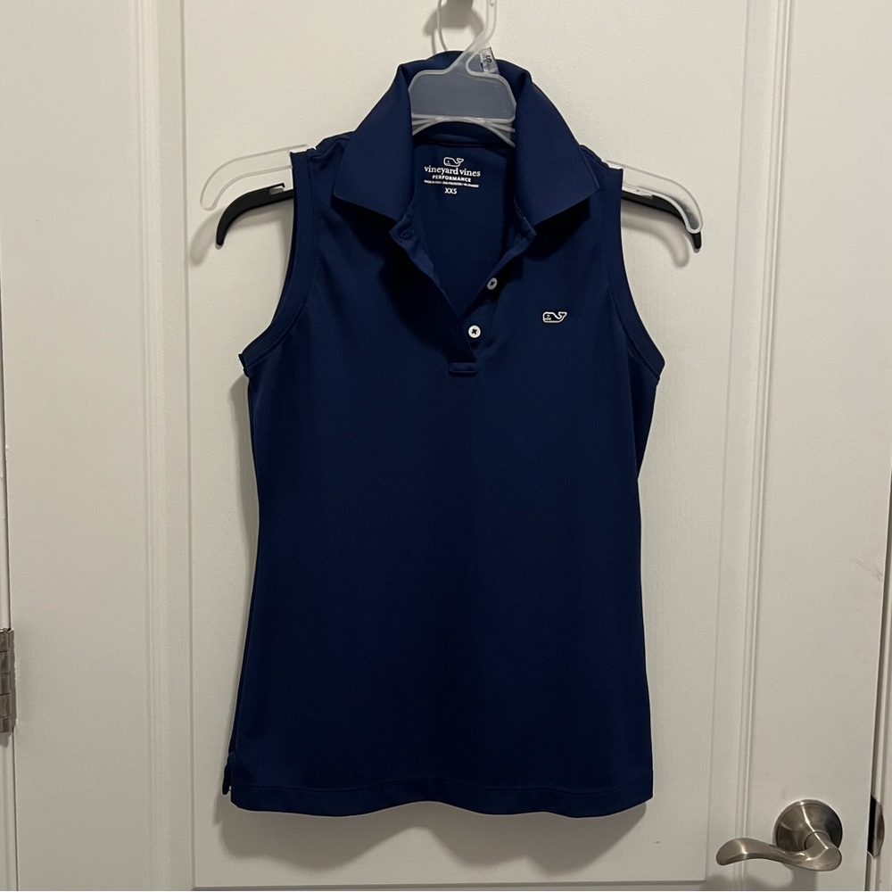 Women’s Vineyard Vines Navy Sleeveless Polo Top